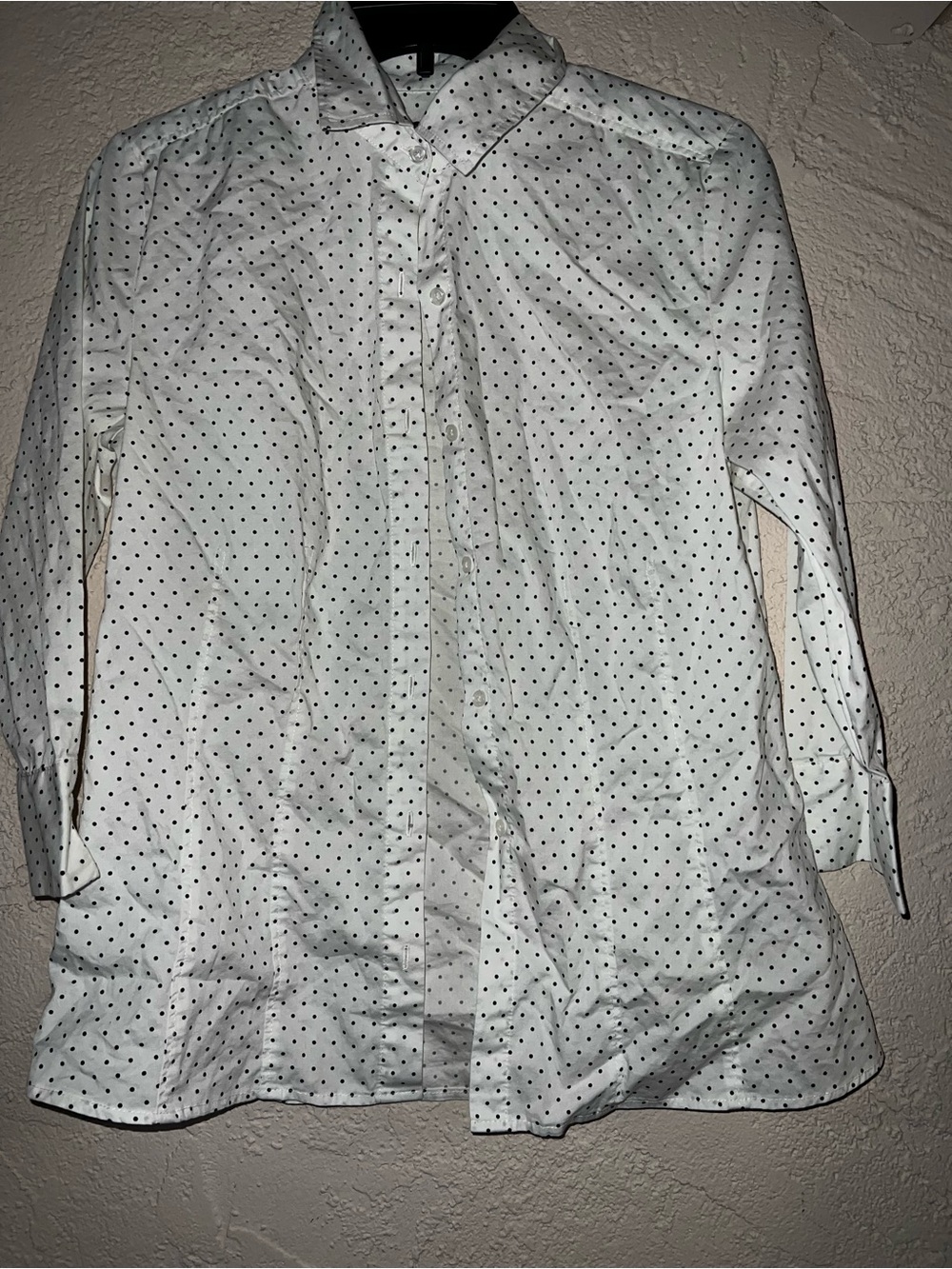 White Polka Dot womens Button-Up Shirt small